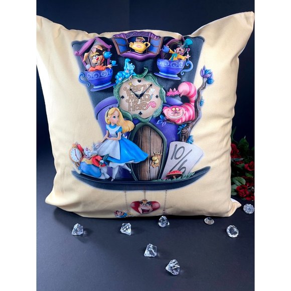 Alice Wonderland Throw Pillowcase Mad Hatter Home Decor Accent Pillow Cover - Picture 1 of 12